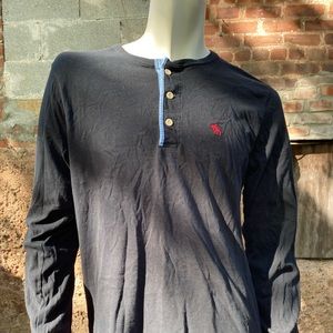 ABERCROMBIE & FITCH Shirt Men's M Black Long Sleeve Teen Large Cotton Logo